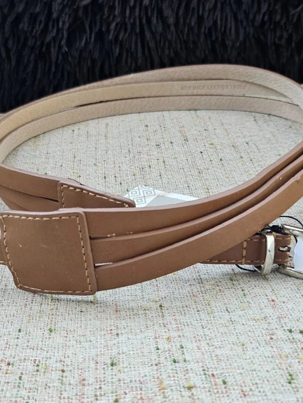 LODIS Belt Leather Brown 3 Strand Women Waistband Pin Buckle Size M/L NWT